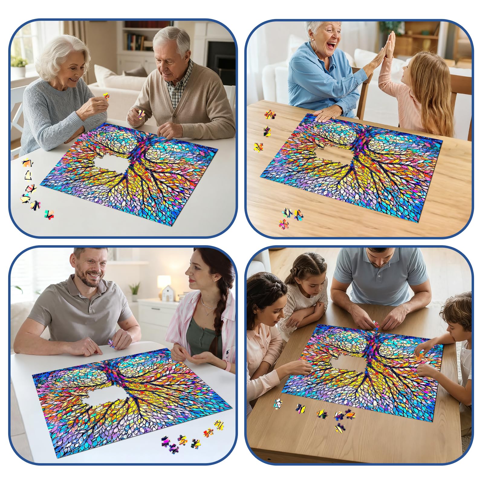 Flyhour Tree of Life Mosaic 1000-Piece Jigsaw Puzzle for Adults – Challenging, with Letters on Back