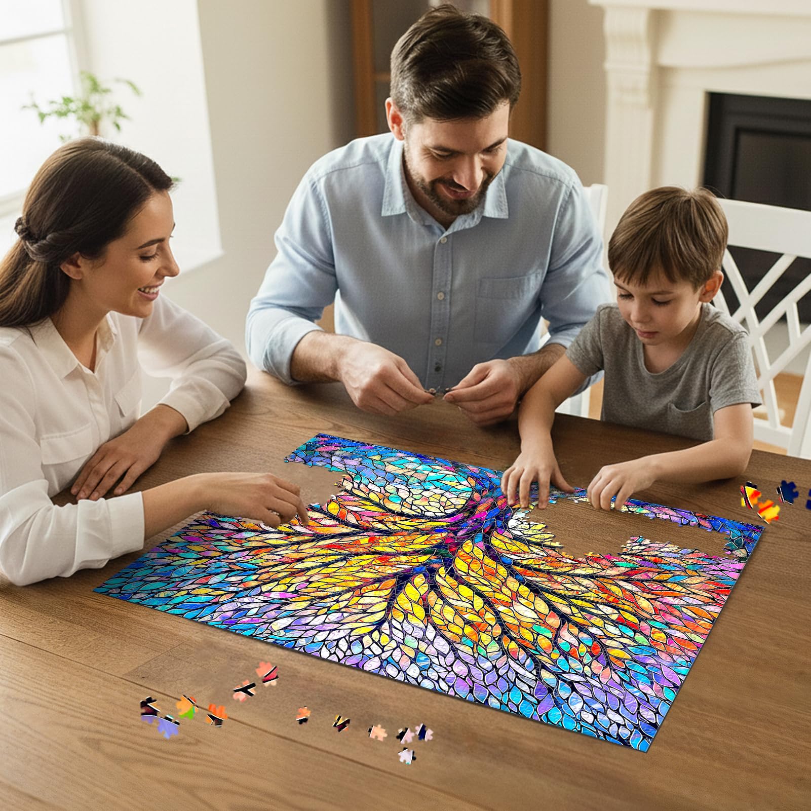Flyhour Tree of Life Mosaic 1000-Piece Jigsaw Puzzle for Adults – Challenging, with Letters on Back