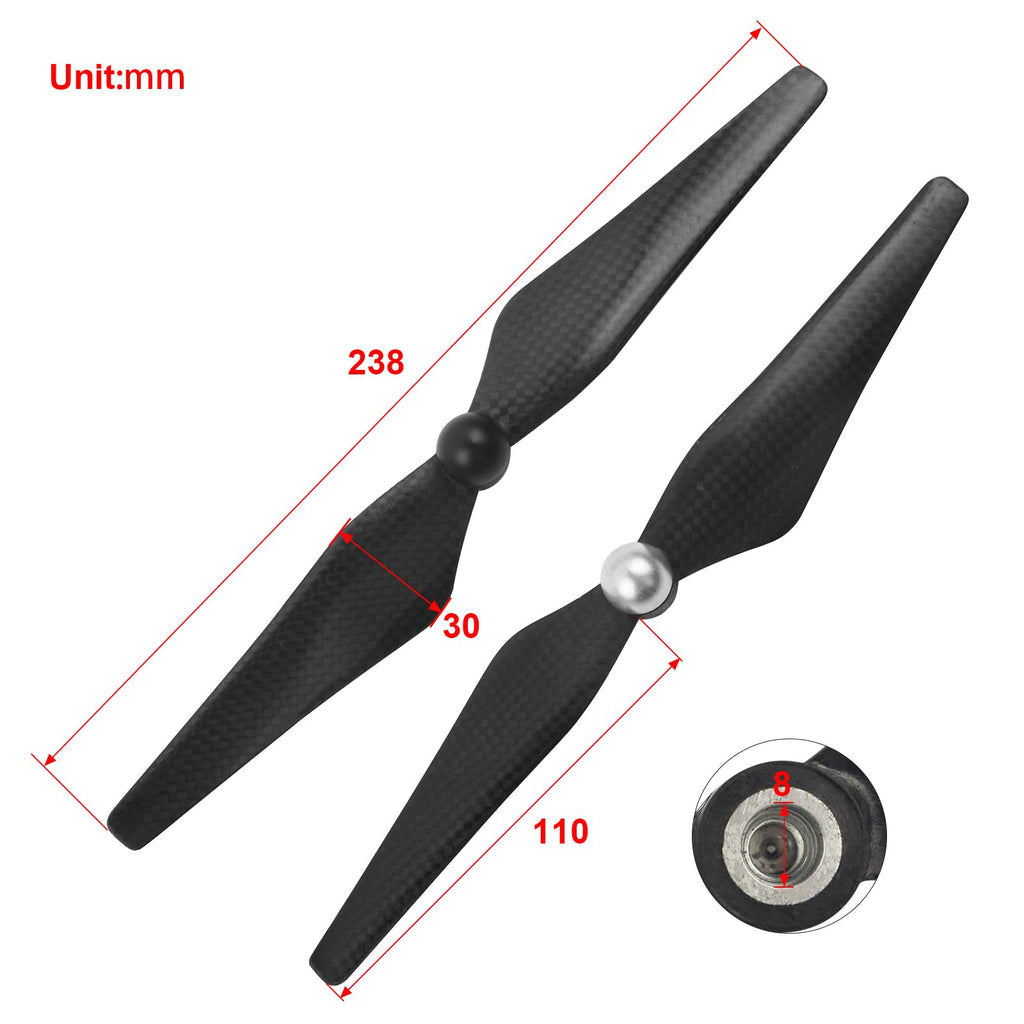 FLYPIG 9450 Carbon Fiber Self-Tightening Propellers for DJI Phantom 1/2/3 (2 Pairs, CW+CCW)
