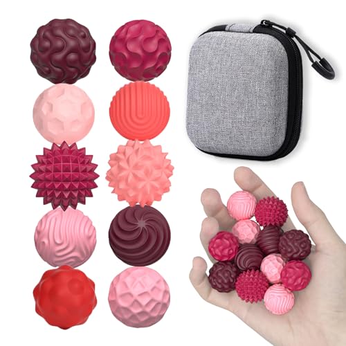 FNASKLEI 10 Textured Silicone Magnetic Fidget Balls for Adults - Silent Anxiety Relief Desk Toy
