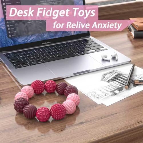 FNASKLEI 10 Textured Silicone Magnetic Fidget Balls for Adults - Silent Anxiety Relief Desk Toy