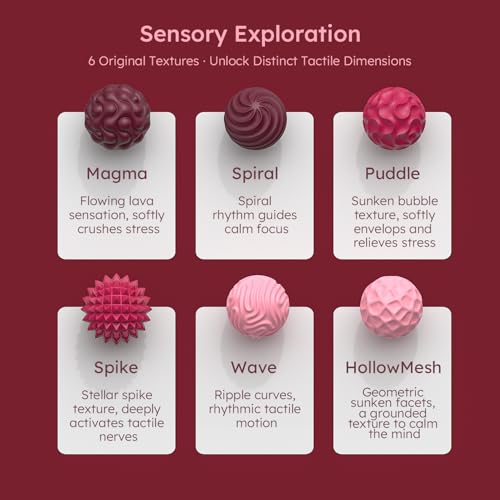 FNASKLEI 10 Textured Silicone Magnetic Fidget Balls for Adults - Silent Anxiety Relief Desk Toy