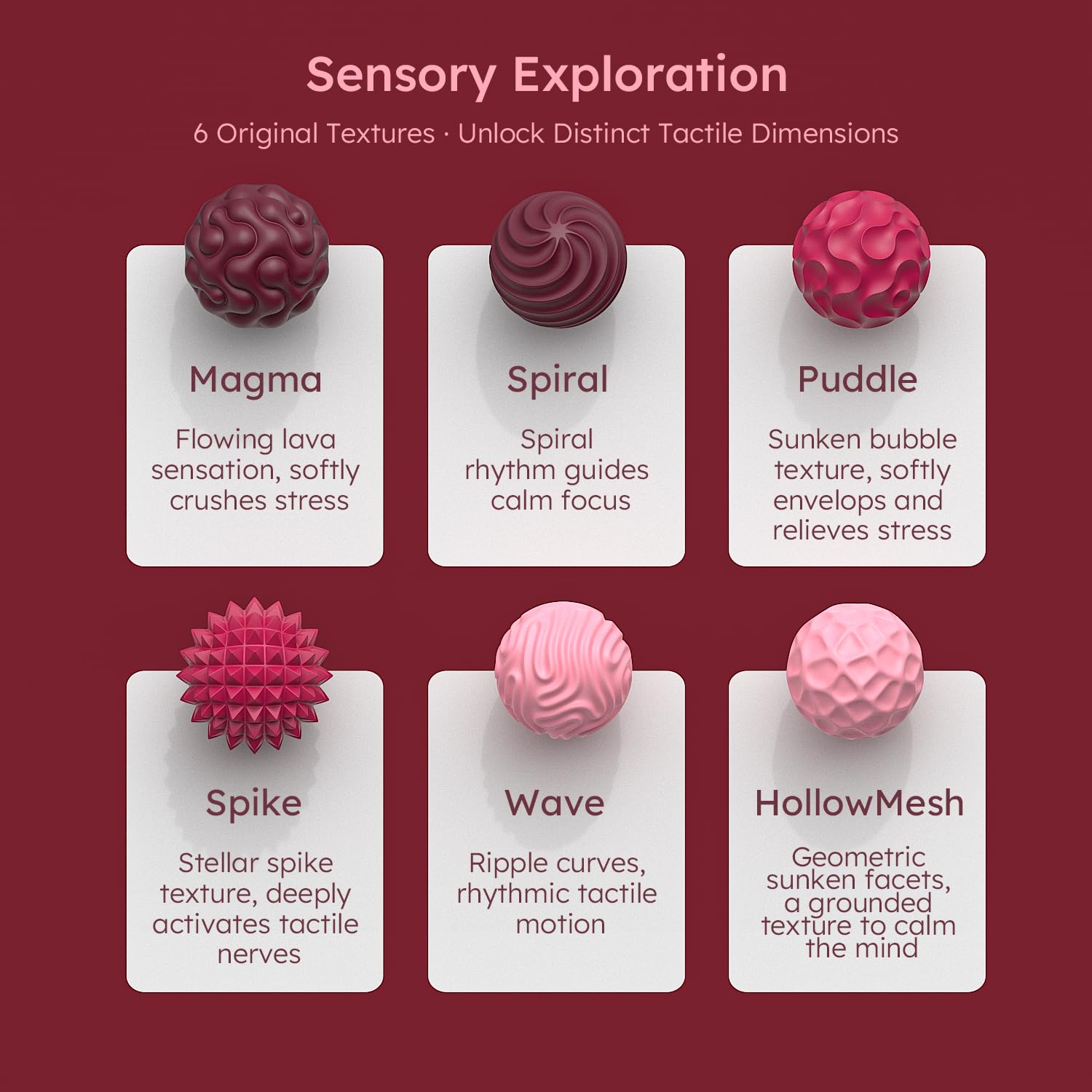 FNASKLEI 10 Textured Silicone Magnetic Fidget Balls for Adults - Silent Anxiety Relief Desk Toy