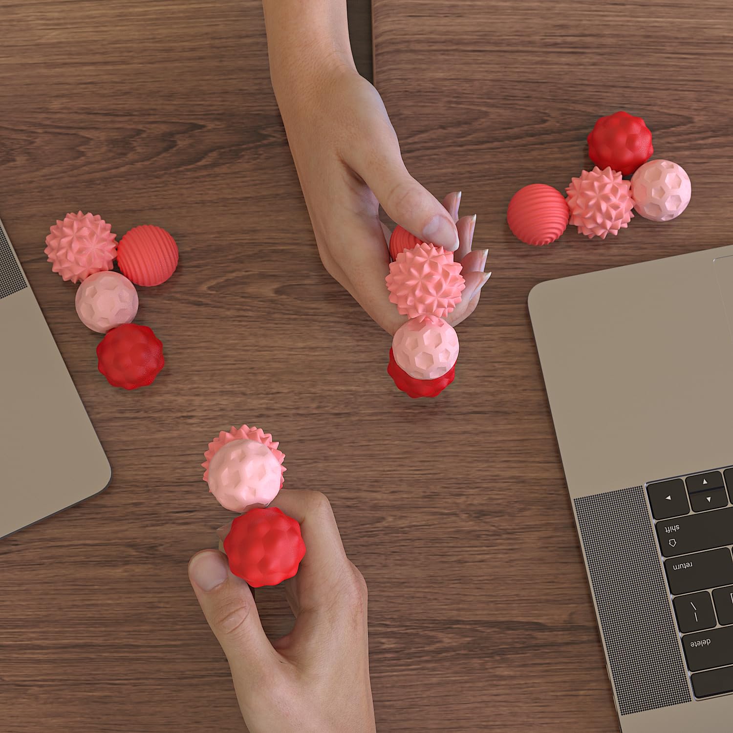FNASKLEI 10 Textured Silicone Magnetic Fidget Balls for Adults - Silent Anxiety Relief Desk Toy