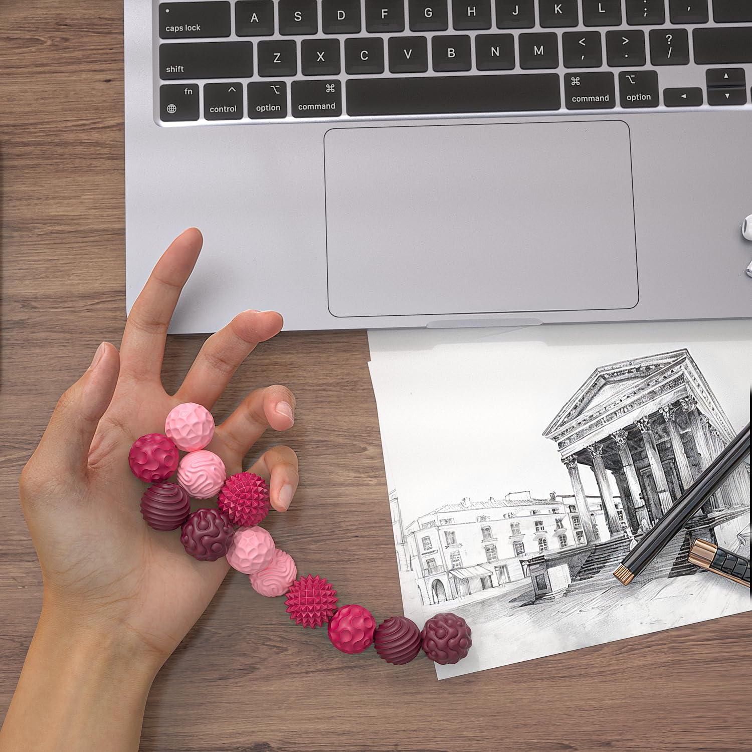 FNASKLEI 10 Textured Silicone Magnetic Fidget Balls for Adults - Silent Anxiety Relief Desk Toy