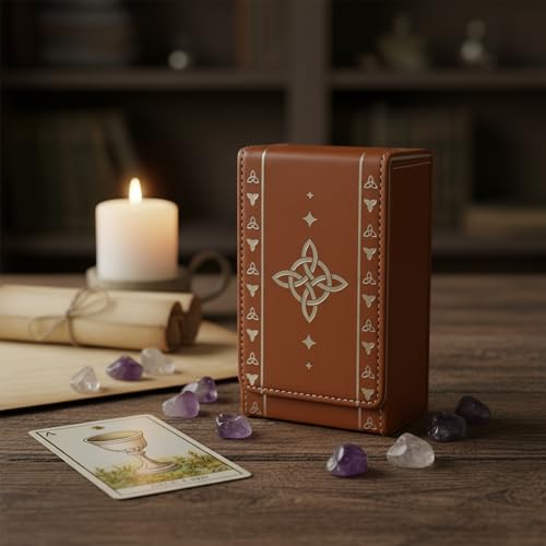 FNYDOX Tarot Card Case – Witch's Knot Faux Leather Storage Box & Pouch for Standard Tarot Decks