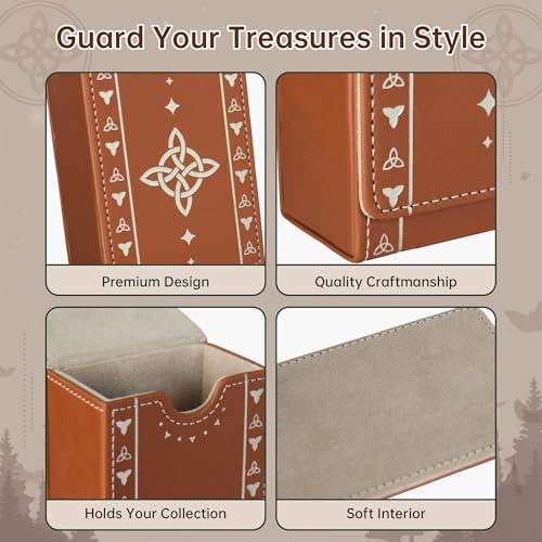 FNYDOX Tarot Card Case – Witch's Knot Faux Leather Storage Box & Pouch for Standard Tarot Decks