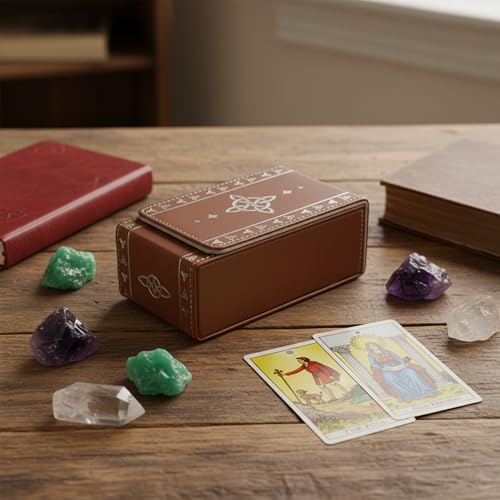 FNYDOX Tarot Card Case – Witch's Knot Faux Leather Storage Box & Pouch for Standard Tarot Decks