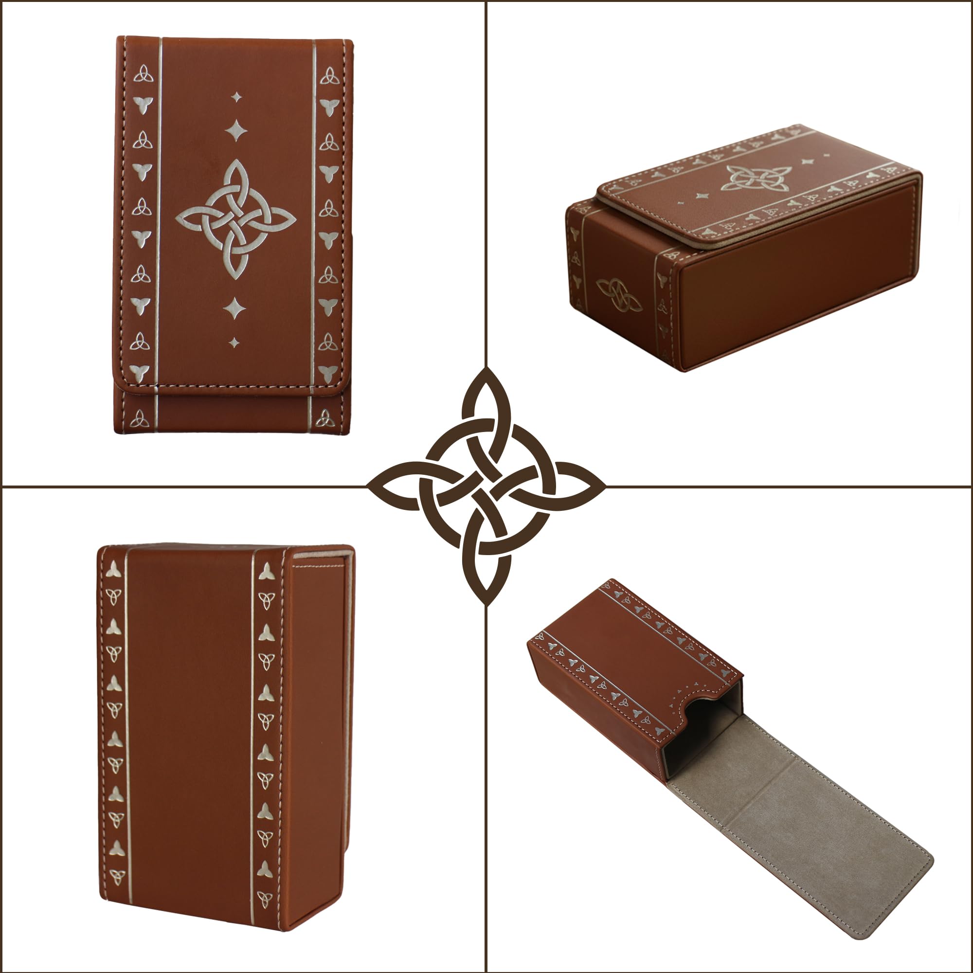 FNYDOX Tarot Card Case – Witch's Knot Faux Leather Storage Box & Pouch for Standard Tarot Decks
