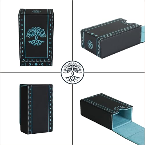FNYDOX Tree of Life Tarot Card Case – Faux Leather Protective Storage Box or Pouch
