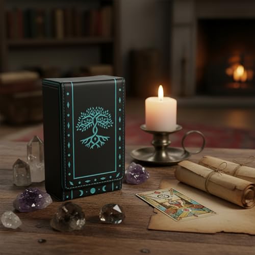 FNYDOX Tree of Life Tarot Card Case – Faux Leather Protective Storage Box or Pouch