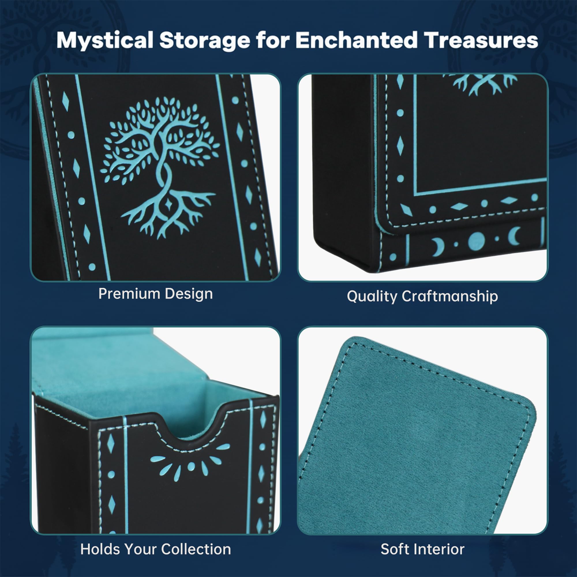 FNYDOX Tree of Life Tarot Card Case – Faux Leather Protective Storage Box or Pouch
