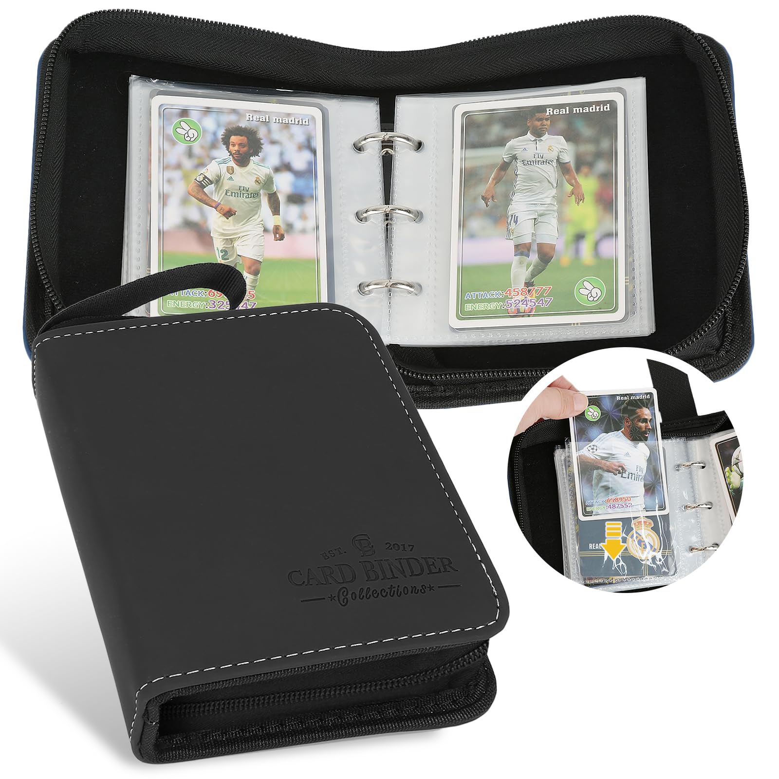 Foalgo 1-Pocket Trading Card Binder – 80-Card Album Folder for MTG, Yu-Gi-Oh, Baseball Cards (Black)
