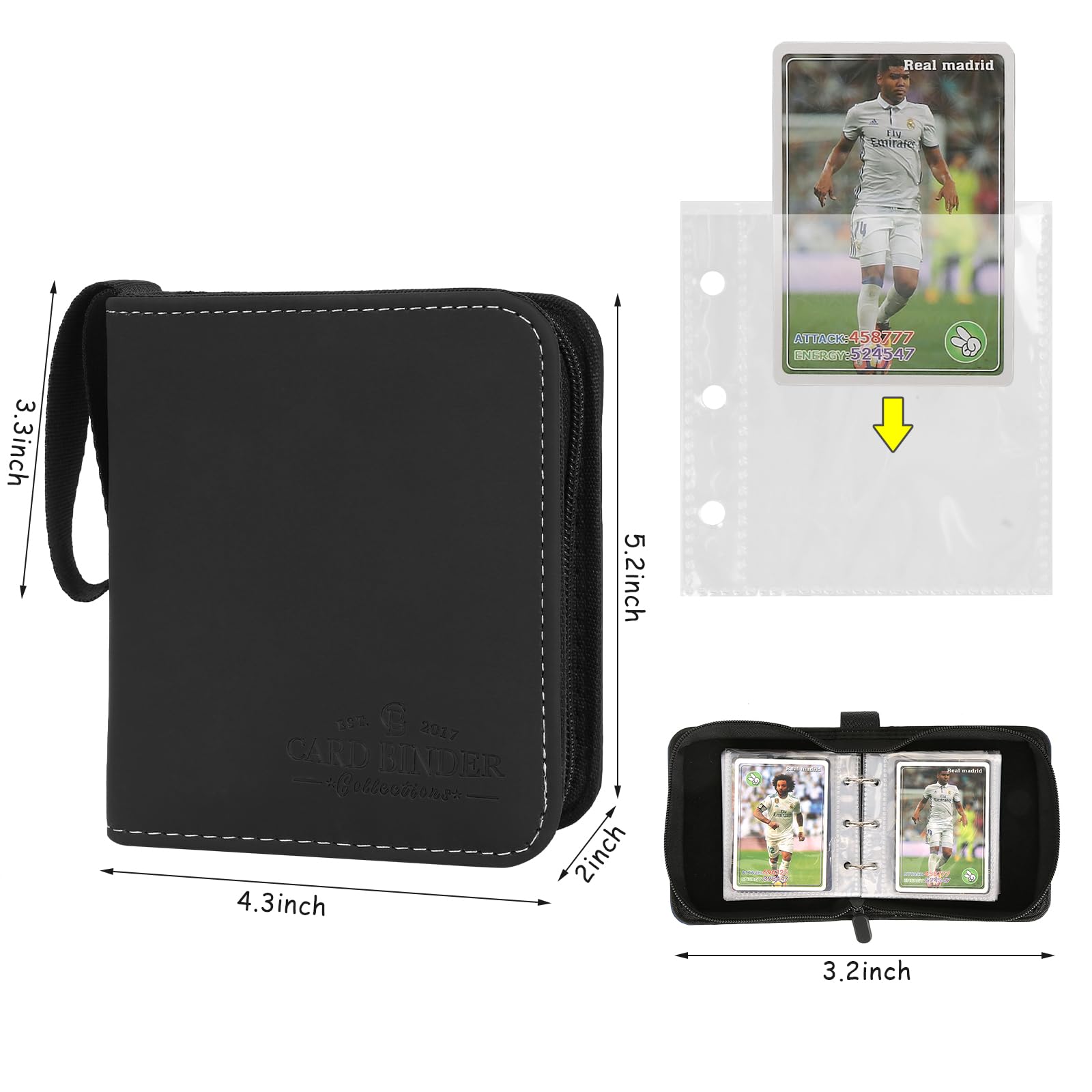 Foalgo 1-Pocket Trading Card Binder – 80-Card Album Folder for MTG, Yu-Gi-Oh, Baseball Cards (Black)
