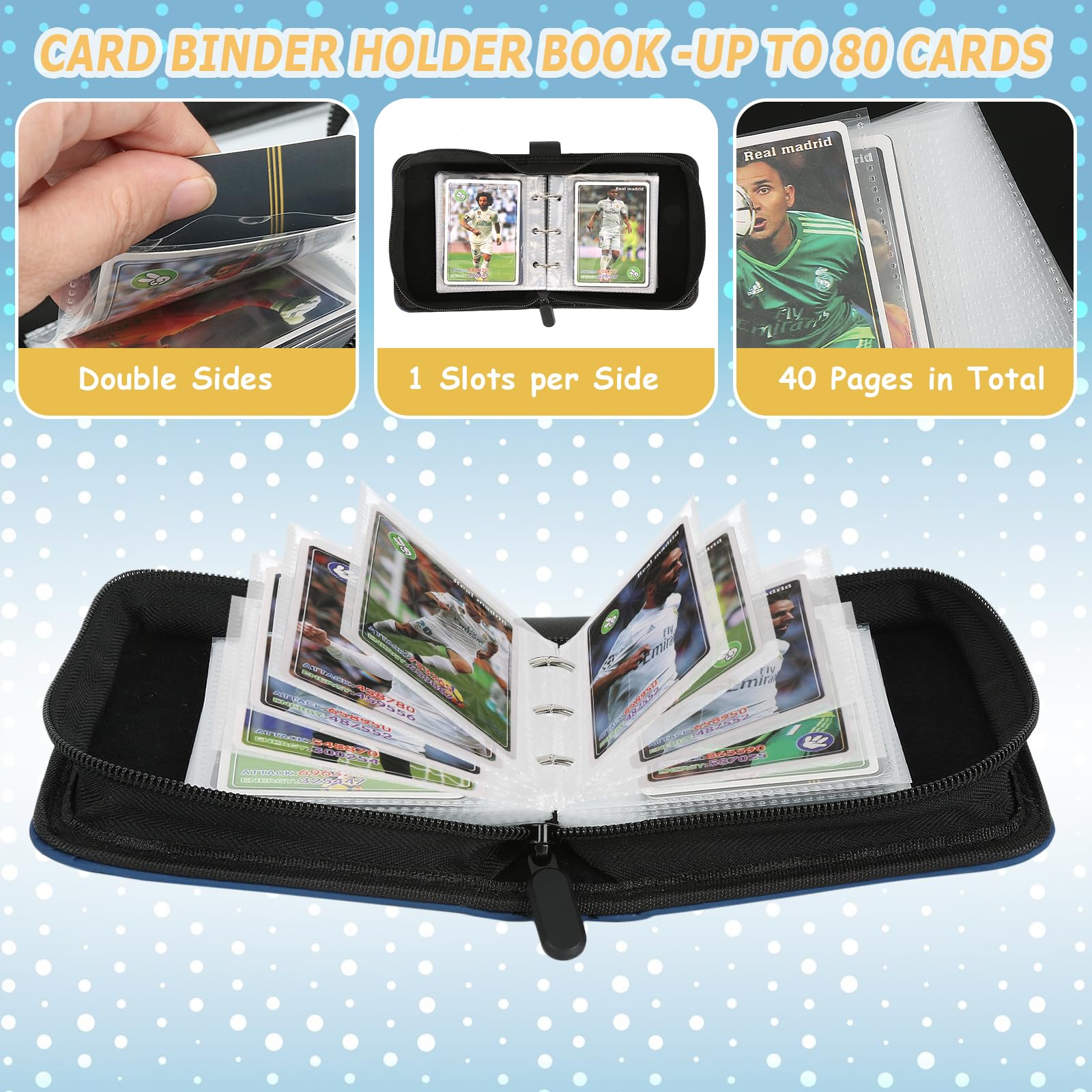 Foalgo 1-Pocket Trading Card Binder – 80-Card Album Folder for MTG, Yu-Gi-Oh, Baseball Cards (Black)
