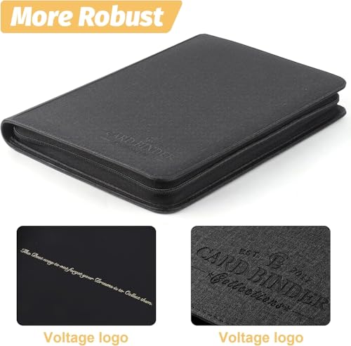 Foalgo 9-Pocket Card Binder – 540-Card Capacity, PU Leather Zip Album for MTG, TCG & Sports Cards (Black)