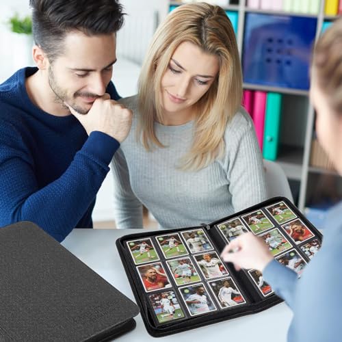 Foalgo 9-Pocket Card Binder – 540-Card Capacity, PU Leather Zip Album for MTG, TCG & Sports Cards (Black)