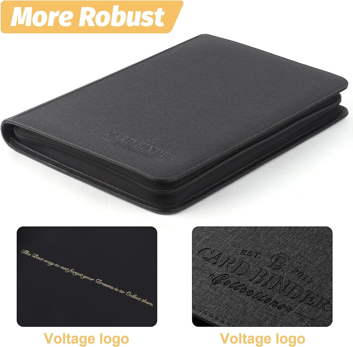 Foalgo 9-Pocket Card Binder – 540-Card Capacity, PU Leather Zip Album for MTG, TCG & Sports Cards (Black)