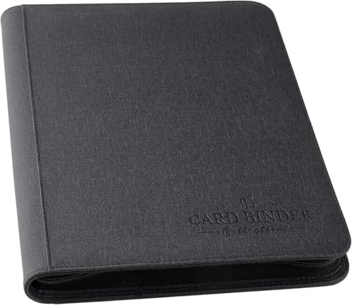 Foalgo 9-Pocket Card Binder – 540-Card Capacity, PU Leather Zip Album for MTG, TCG & Sports Cards (Black)