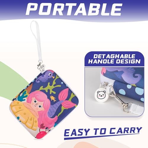 Fonwill 80-Pocket Card Case for Yoto Cards – Portable Zipper Binder with Transparent Windows (Mermaids Design)
