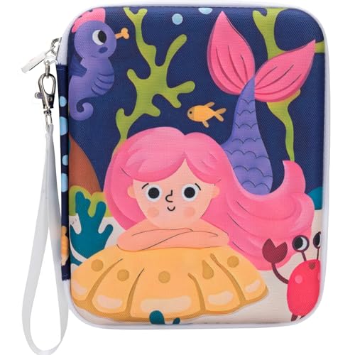 Fonwill 80-Pocket Card Case for Yoto Cards – Portable Zipper Binder with Transparent Windows (Mermaids Design)