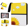 FootJKYX 4-Pocket Trading Card Binder – Holds 400 Cards, PU Cover, Yellow & White