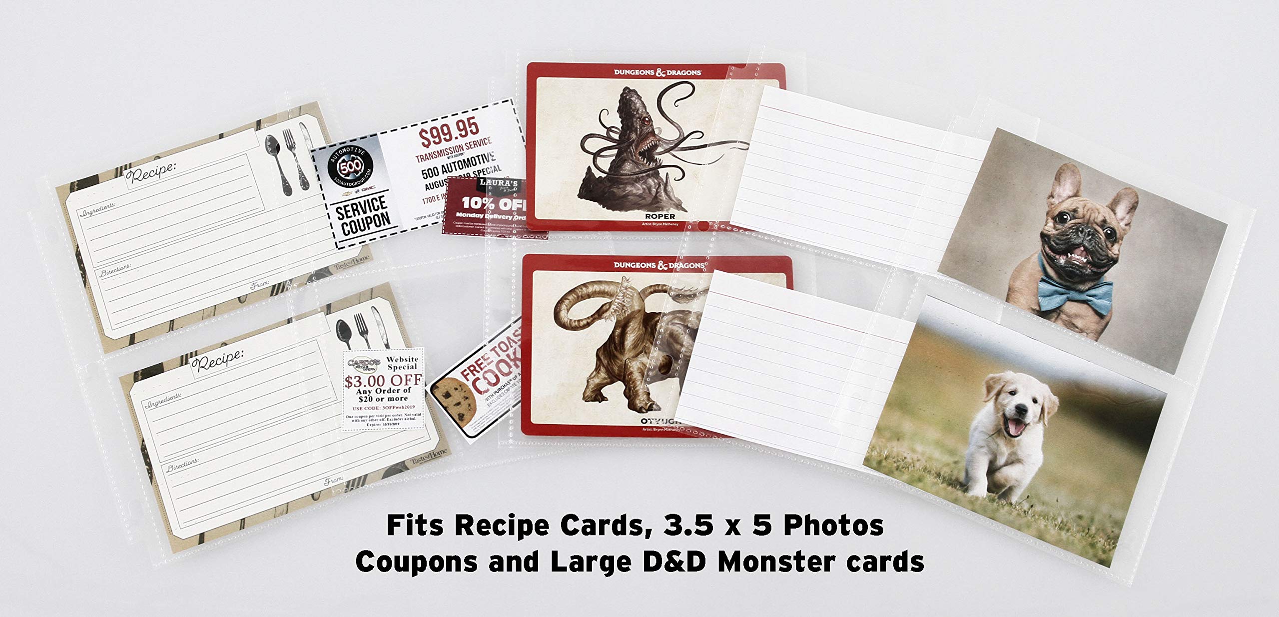 Forged Dice Co. 2 Pocket Pages - 30 Pack - 6x8 Inch Page - 3.75x5.25 Pockets for Mini Binder, Monster Cards, Index Cards, Photos