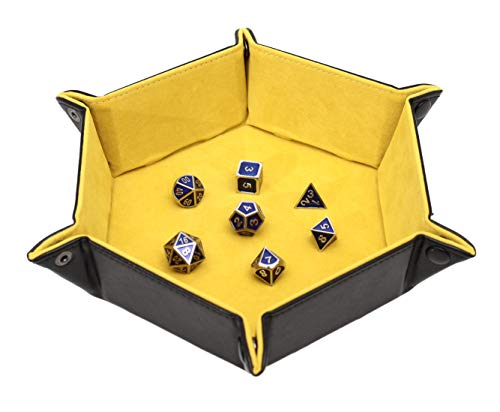 Forged Dice Co. Folding Dice Tray – 6.5-Inch Hexagon, Black Dragon Hide, Velvet Interior, Strong Snaps