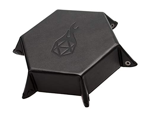 Forged Dice Co. Folding Dice Tray – 6.5-Inch Hexagonal Dice Rolling Tray with Velvet Interior and Snap Buttons (Red)