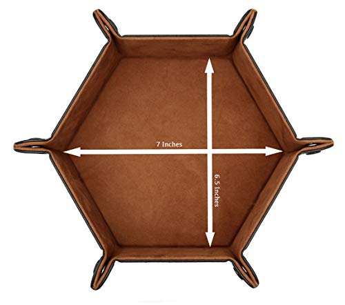 Forged Dice Co. Folding Dice Tray – 6.5-Inch Hexagonal Rolling Tray with Black Dragon Hide and Velvet Interior