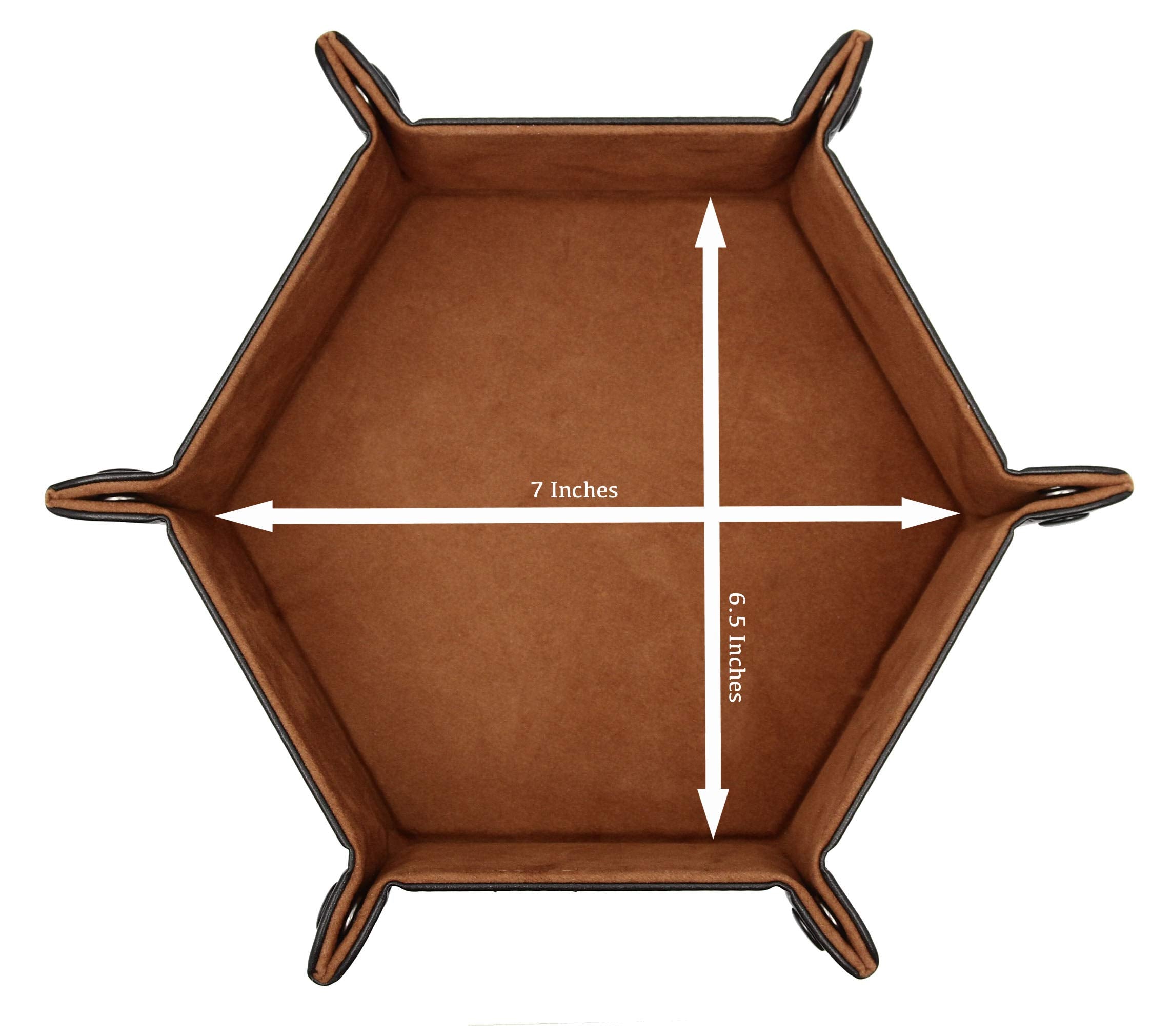 Forged Dice Co. Folding Dice Tray – 6.5-Inch Hexagonal Rolling Tray with Black Dragon Hide and Velvet Interior