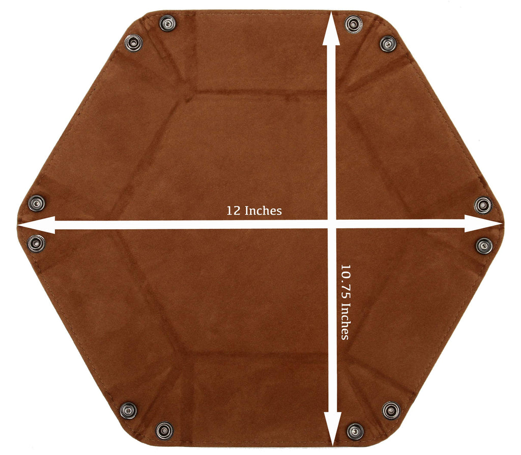 Forged Dice Co. Folding Dice Tray – 6.5-Inch Hexagonal Rolling Tray with Black Dragon Hide and Velvet Interior
