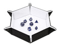 Forged Dice Co. Folding Dice Tray – Hexagonal 6.5-Inch Rolling Surface with Velvet Interior and Faux Leather Exterior