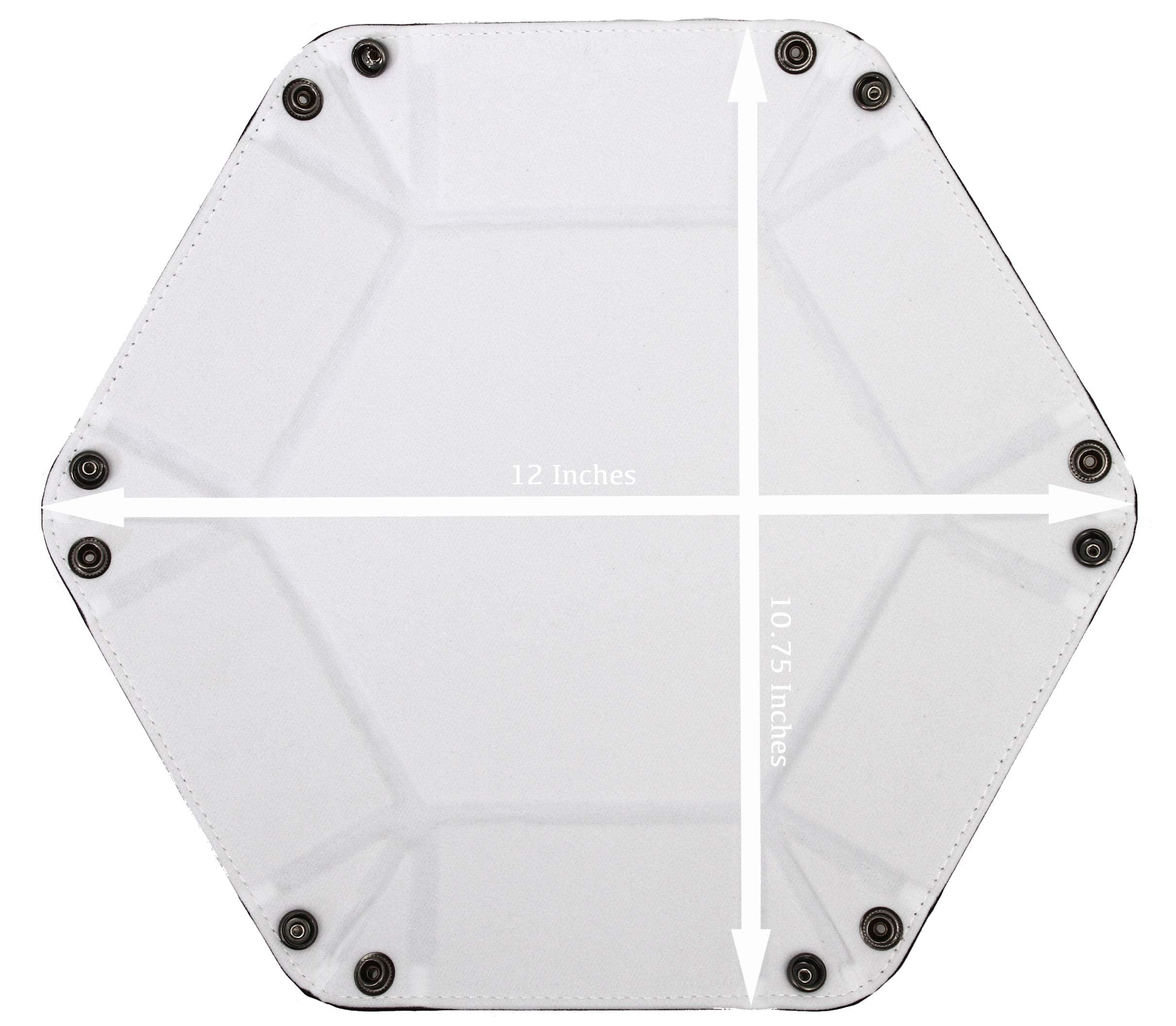 Forged Dice Co. Folding Dice Tray – Hexagonal 6.5-Inch Rolling Surface with Velvet Interior and Faux Leather Exterior