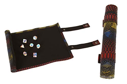 Forged Dice Co Scroll Dice Tray and Rolling Mat with Zippered Dice Holder - Holds up to 14 Polyhedral Dice - Compatible with D&D and Other RPGs