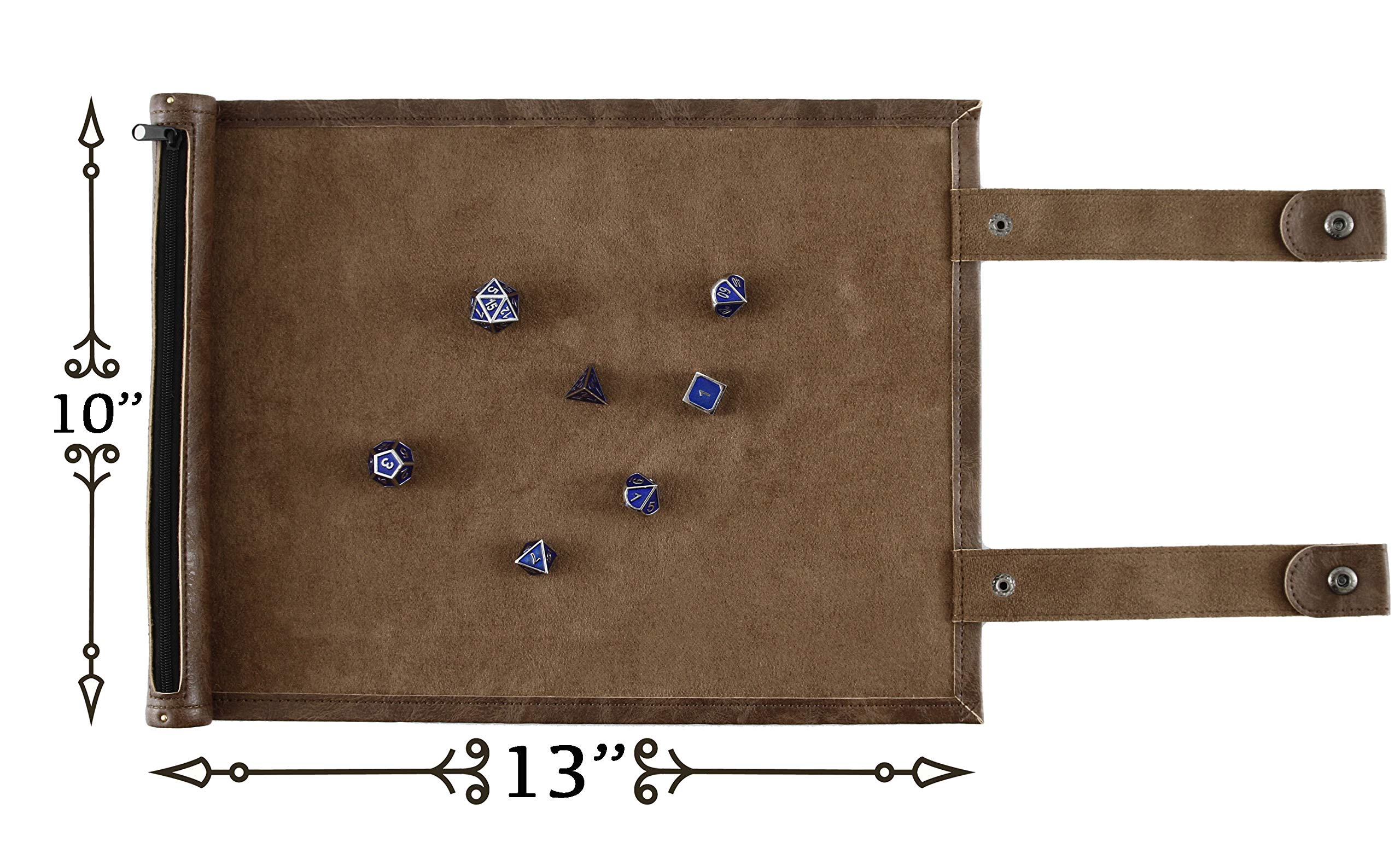 Forged Dice Co Scroll Dice Tray & Rolling Mat – Portable Storage for 14 Dice, PU Leather