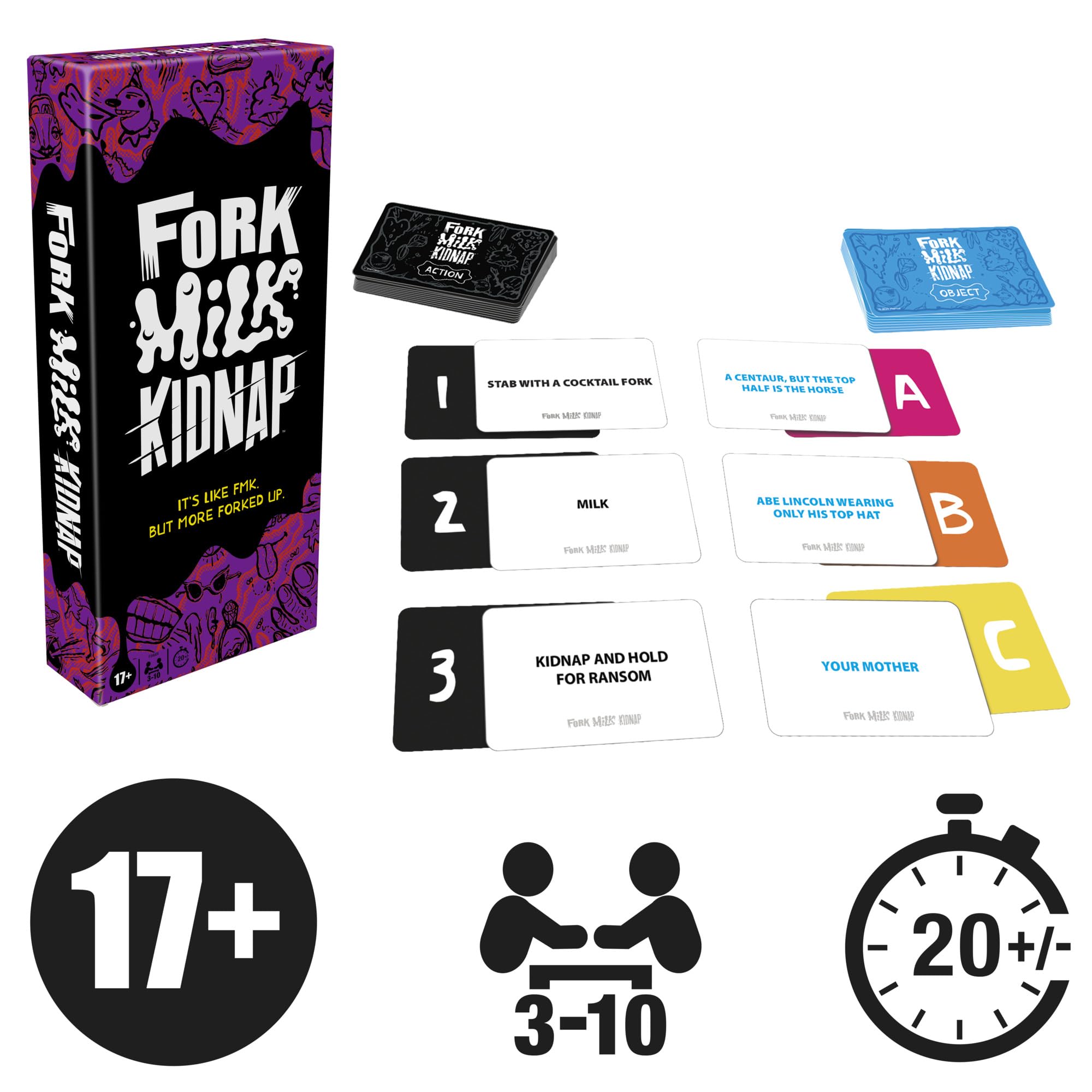 Fork Milk Kidnap: An Adults-Only Party Game of Questionable Choices for 3-10 Players