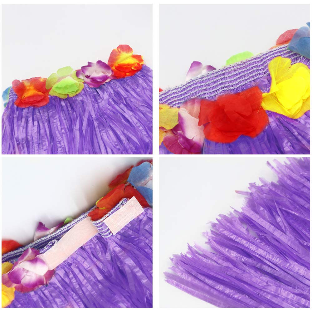 Fortuning's JDS Hawaiian Hula Dancer Grass Skirt and Flower Costume Set – 40cm Fiber Skirt for Luau & Beach Party