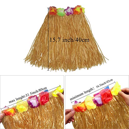 Fortuning's JDS Hawaiian Hula Dancer Grass Skirt and Flower Costume Set for Tropical Parties