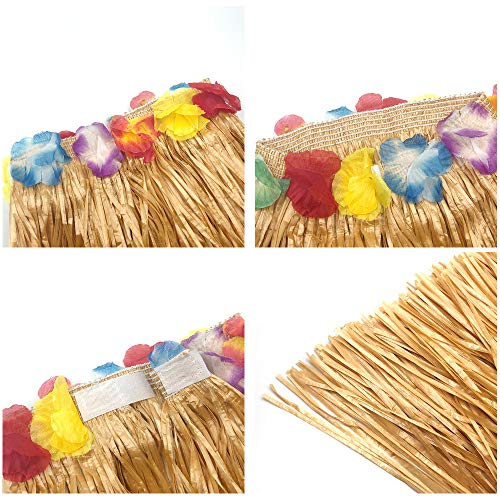 Fortuning's JDS Hawaiian Hula Dancer Grass Skirt and Flower Costume Set for Tropical Parties