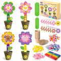 FoszaSzept 12-Pack Poking Felt Flower Craft Kit - DIY Heart-Shaped Standing Flowers with Pot, Back to School Home Art Activity