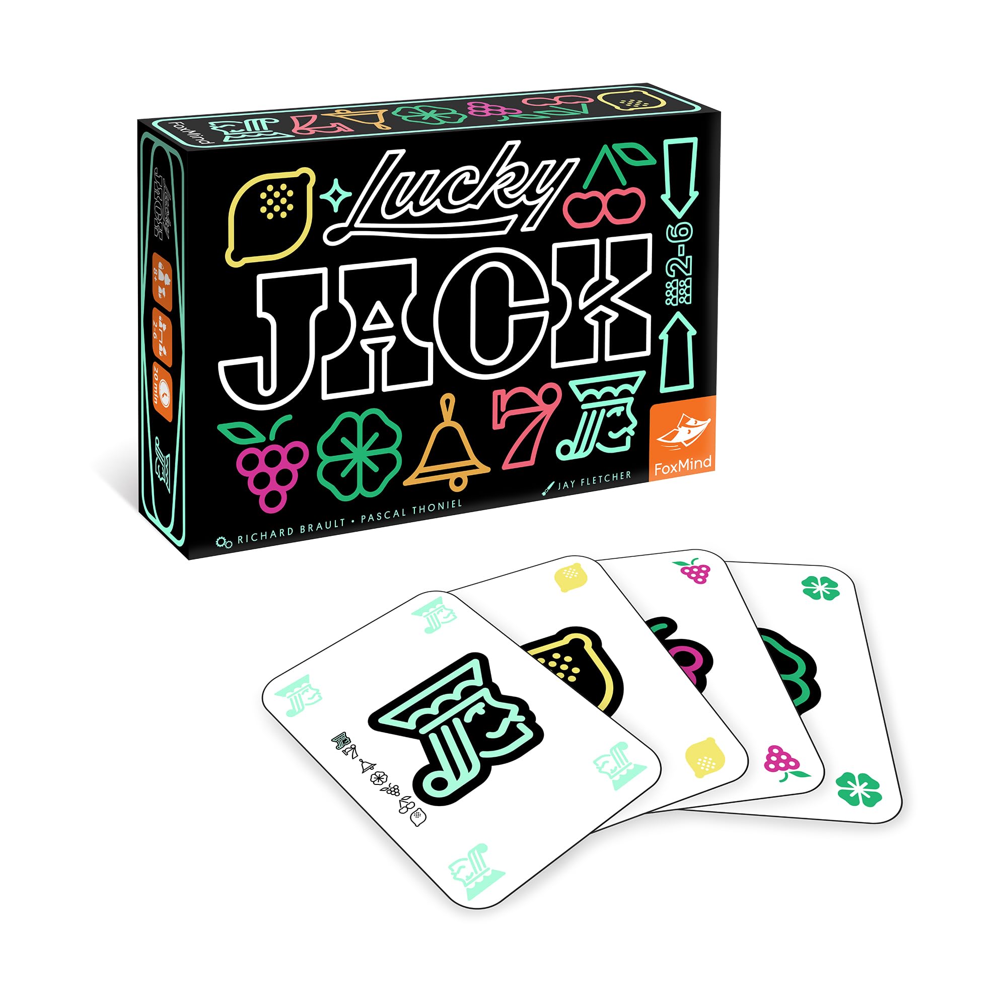 Foxmind Lucky Jack Strategy Card Game – Fast 20-Minute Casino Card Game for 2-6 Players Ages 8+