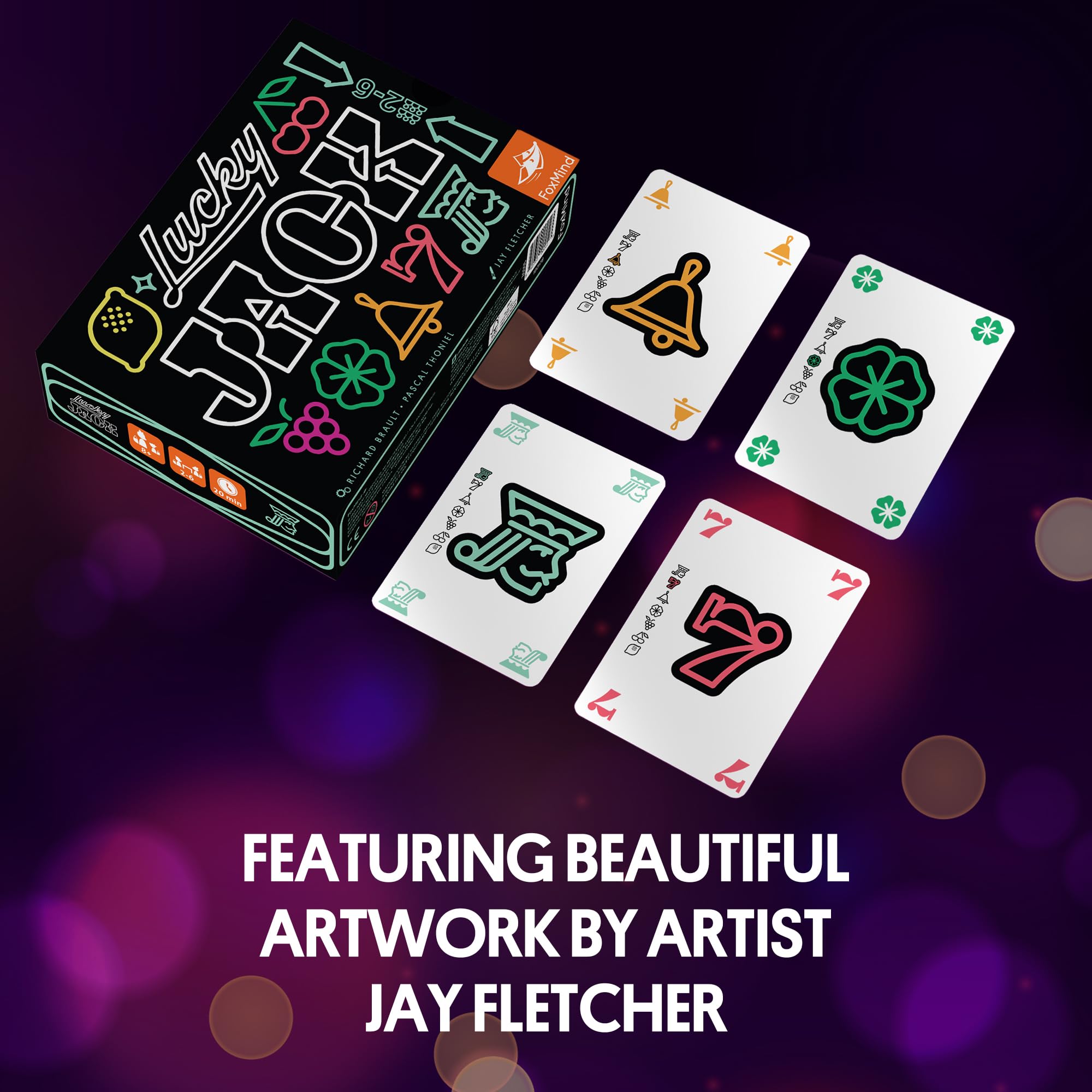 Foxmind Lucky Jack Strategy Card Game – Fast 20-Minute Casino Card Game for 2-6 Players Ages 8+