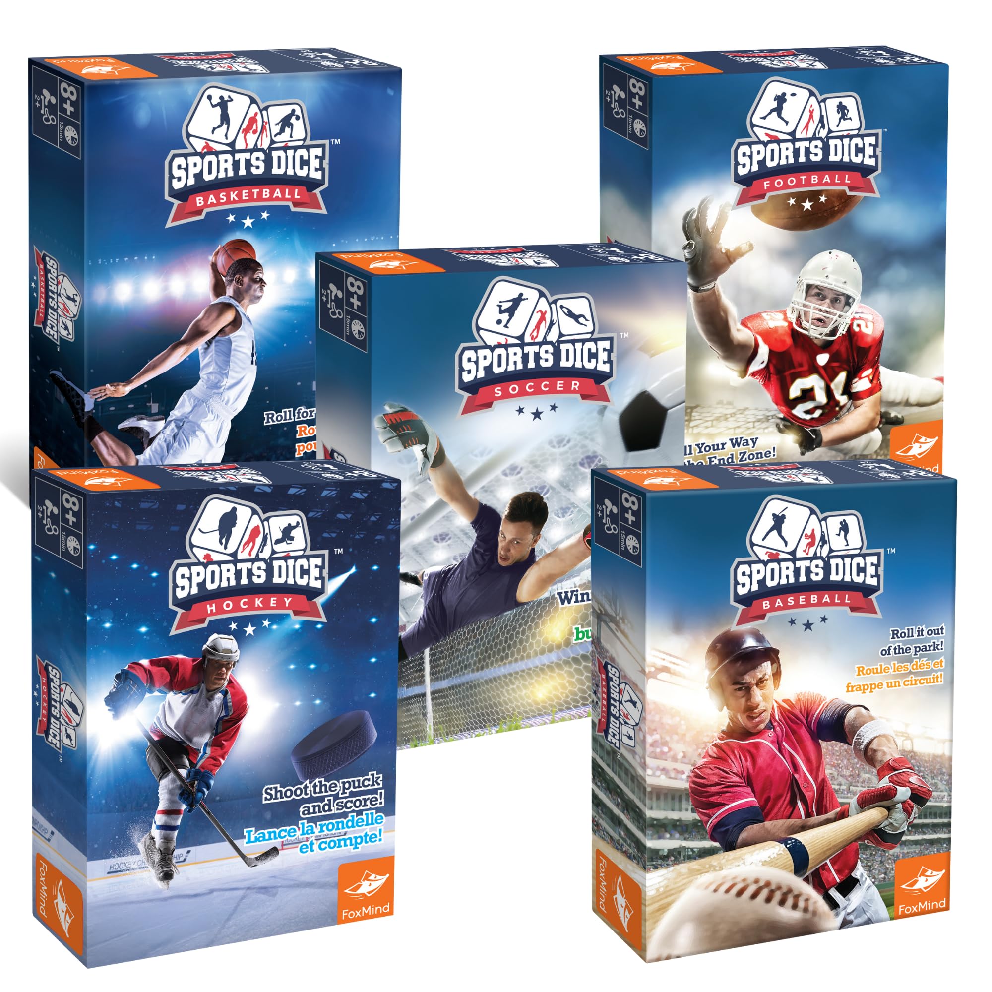 FoxMind Sports Dice Football - Fast-Paced Dice Game for 2 or 4 Players, Ages 7+