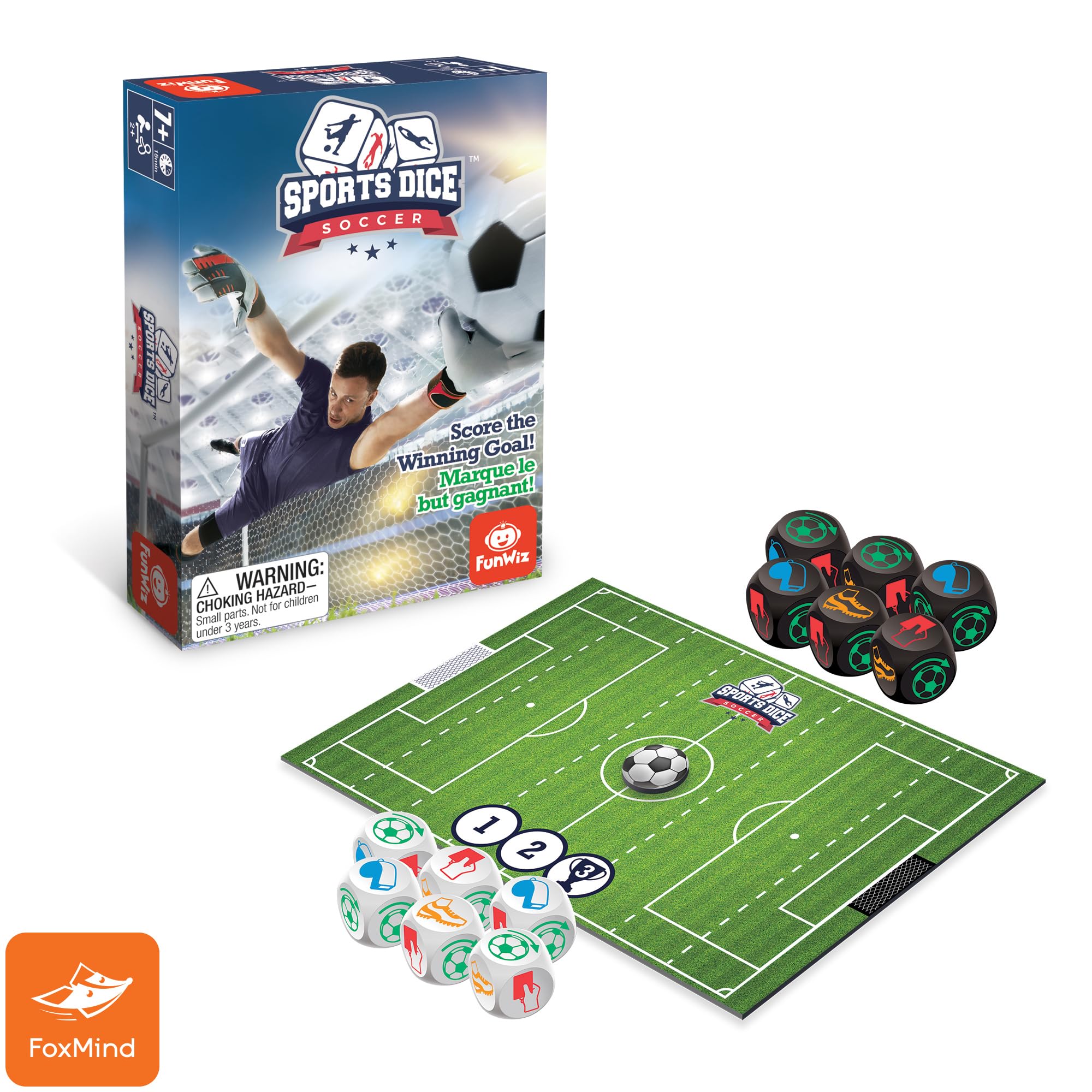 FoxMind Sports Dice Soccer – Fast-Paced Dice Board Game for 2-4 Players Ages 7+