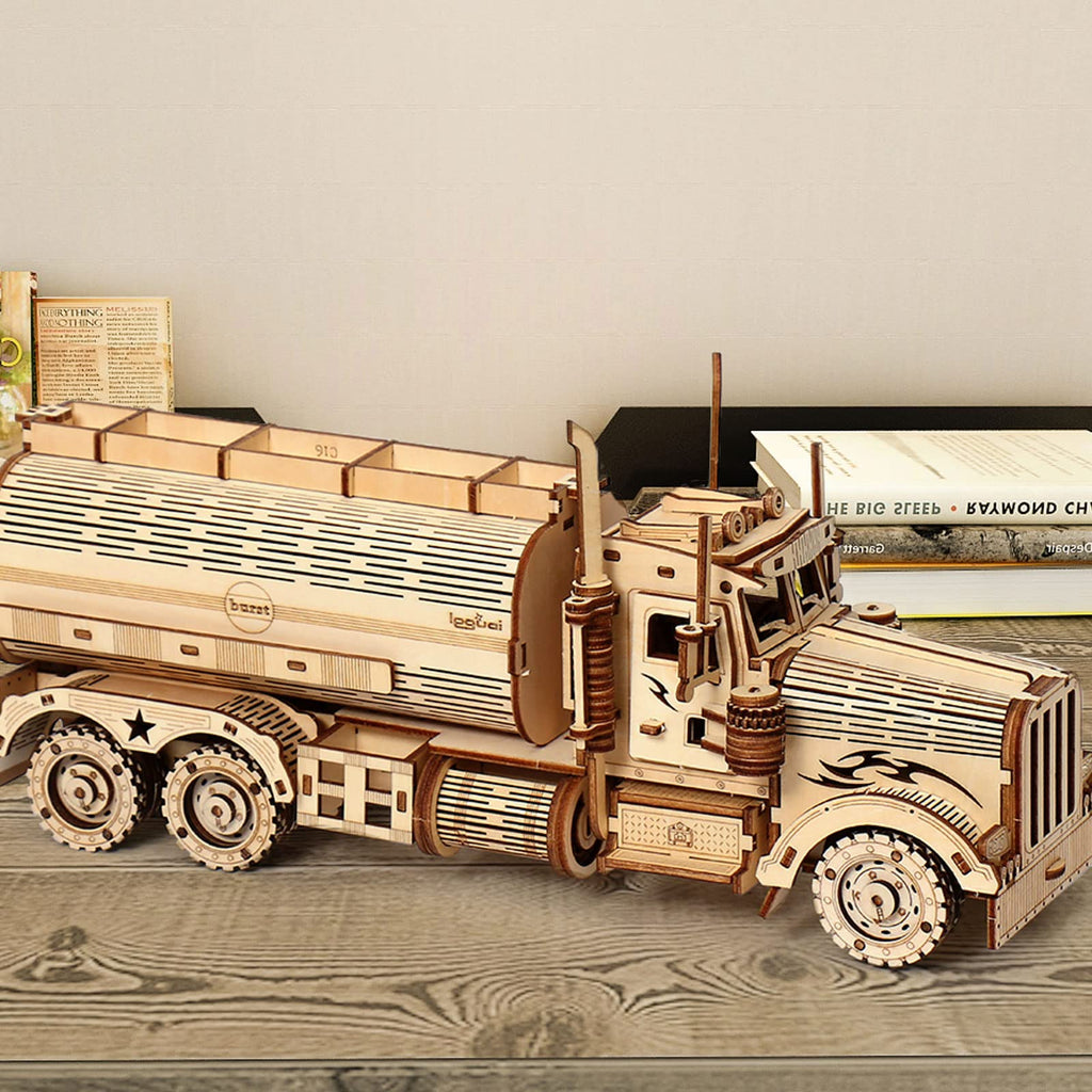 Foyucool 3D Wooden Puzzle – Small Tanker Truck Model Kit, 307 Pieces for Adults