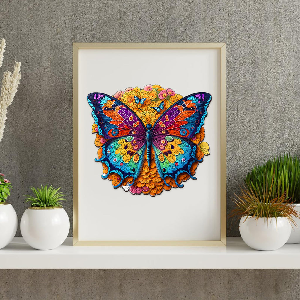 Foyucool Butterfly Wooden Jigsaw Puzzle – Irregular Animal Shapes, 11.8 x 9.1 Inches, Laser-Cut Basswood