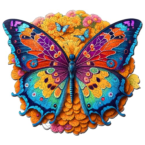 Foyucool Butterfly Wooden Jigsaw Puzzle – Irregular Animal Shapes, 11.8 x 9.1 Inches, Laser-Cut Basswood