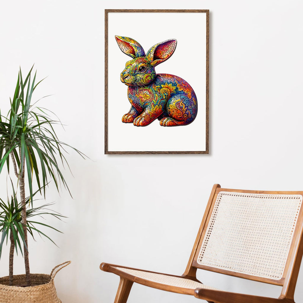 Foyucool Rabbit Wooden Puzzle for Adults – 11.8 x 9.1 Inch Laser-Cut Basswood Jigsaw with Irregular Animal Shapes