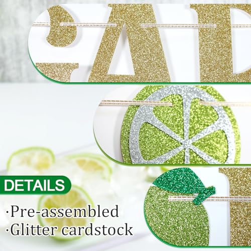 FOZEE Margarita & Taco Bar Banner - Gold Glitter Mexican Party Decorations, 3.9 ft Pre-Strung Cardstock Banner